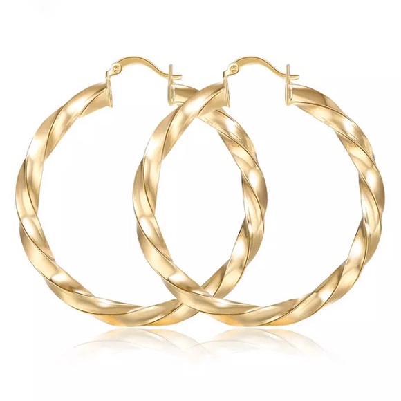 NWOT twisted gold hoop earrings - Picture 4 of 6